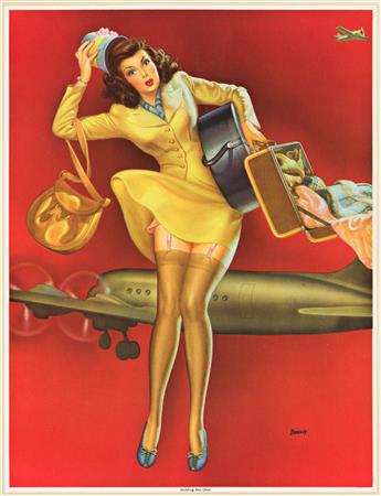 VARIOUS ARTISTS.  [PIN - UPS, HUNTING, FISHING, FASHION.] Group of 20 calendars and small ads. Circa 1940s-50s. Sizes vary.